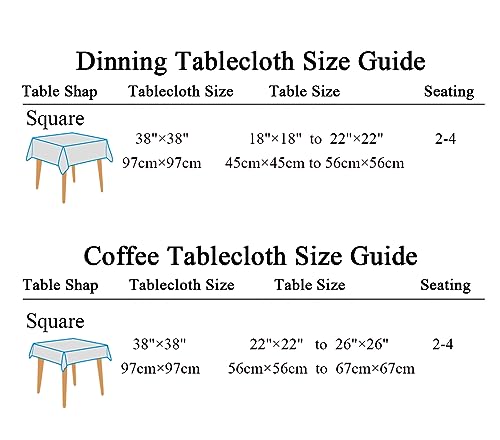 Red Floral Square Tablecloth 38x38 Inch Waterproof Spillproof Kitchen & Dining Cover - Clr 050
