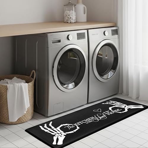 Black Memory Foam Anti-Fatigue Kitchen Mat Set - 2 Pcs, 47" x 17.3"