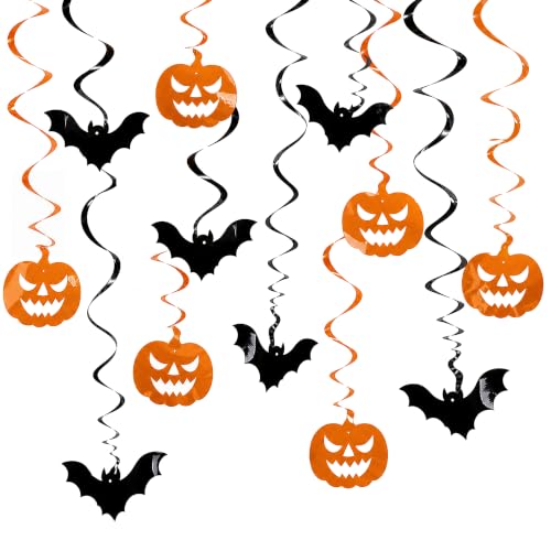 Halloween Hanging Bats & Pumpkin Decorations Set - 12PCS Spooky Indoor Party Decor