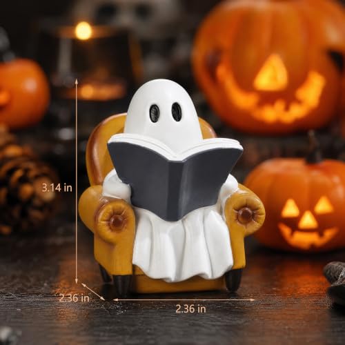 Ghost Reading Book Figurine Halloween Decor - Cute Ghost Indoor Ornament