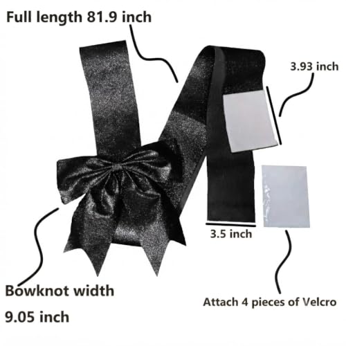 Black Holiday Ribbon & Bow Set for Cabinets - 4 Pcs Festive Wreath Decorations