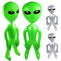 Giant Inflatable Alien Balloon Set - 2 Large 63In Green + 2 Small 31.5In Silver Space Party Decorations
