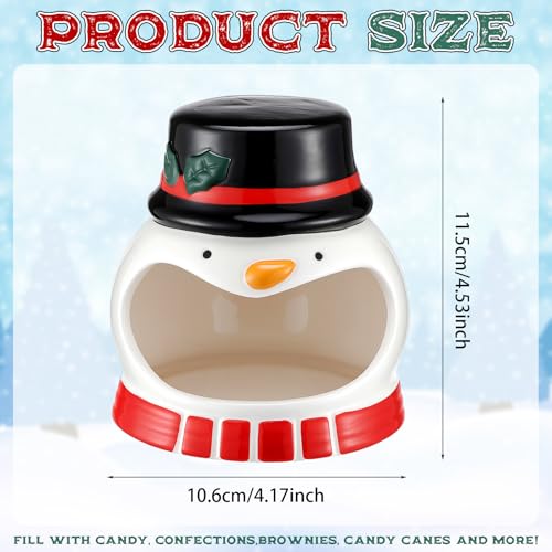 Ceramic Snowman Candy Dish - Winter Holiday Table Centerpiece & Decor