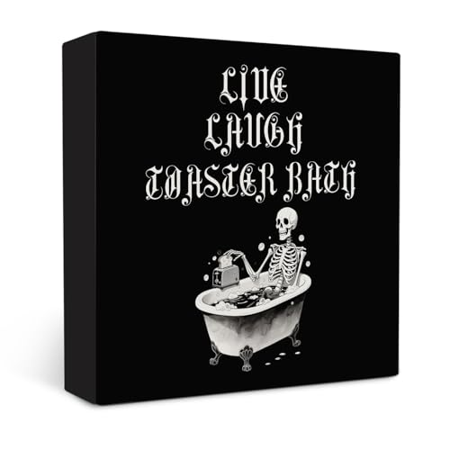 Dark Academia Skeleton Wooden Sign Decor - Funny Gothic Bathroom Wall Art