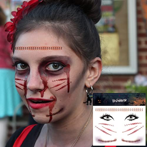 Spider Net Face Tattoos - 12 Sheets Halloween Temporary Tattoos for Men Women Kids