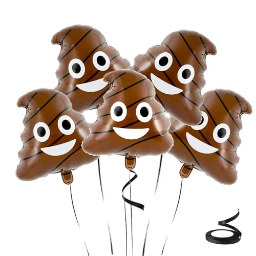 Funny Poop Balloon Set - 5 Foil Helium Prank Decorations for Halloween & Birthdays