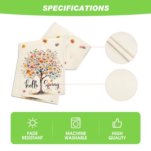 13x48 Inch Table Runner - Bloom Flower Tree Seasonal Summer Kitchen Decor Beige