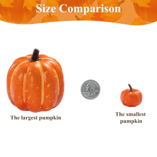 Assorted Mini Pumpkin Artificial Fall Decor Set - Rustic Orange Halloween Thanksgiving