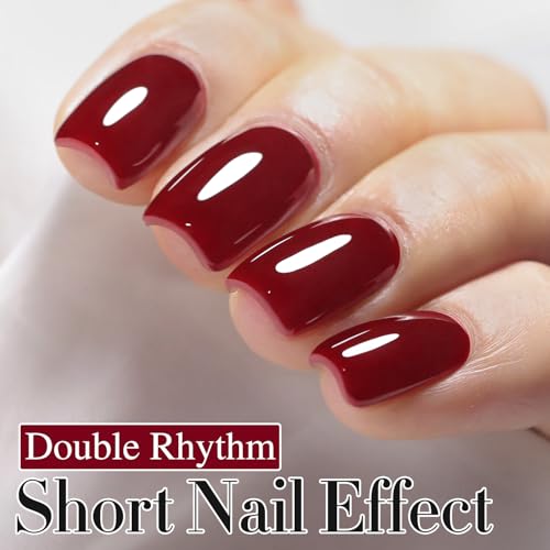Double Rhythm 15ML Gel Polish - Burgundy Red, Same Color, Soak Off UV/LED