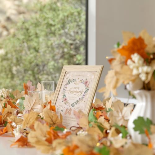 Fall Leaf Garland with Lights 23.6Ft Autumn Decorations for Thanksgiving Halloween