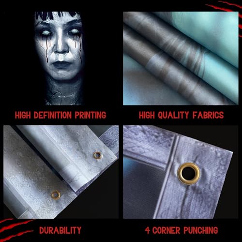 Ghost Halloween Curtain Set - Creepy Window & Door Cover, 2 Pack, 32x47 Inches - Ghost Variation