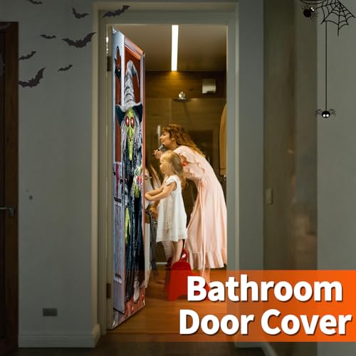 Funny Witch Halloween Door Cover for Trick or Treat - Multicolor
