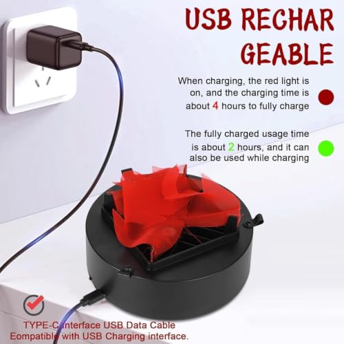 13in Triangle Flame Fake Fire Light USB Rechargeable Campfire Decor