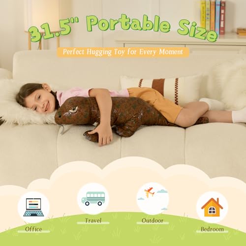Komodo Dragon Plush Pillow - Realistic 32" Stuffed Animal Toy for Kids - Cool Monitor Variation