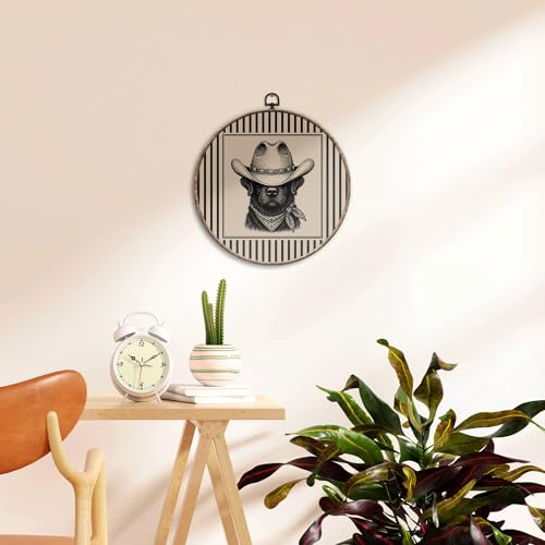Rustic Western Cowboy Black Lab Round Wall Art - Animal Variation 38, 10x10in