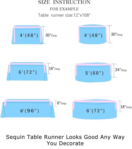 Turquoise Sequin Table Runner Pack of 5 - 12x108 Inch Wedding Party Decor
