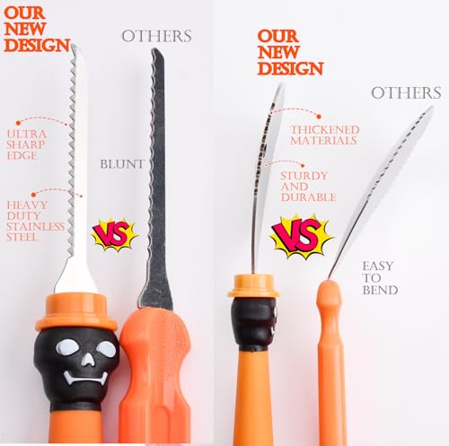 Black Pumpkin Carving Kit Tools Halloween Set - Heavy Duty Stainless Steel