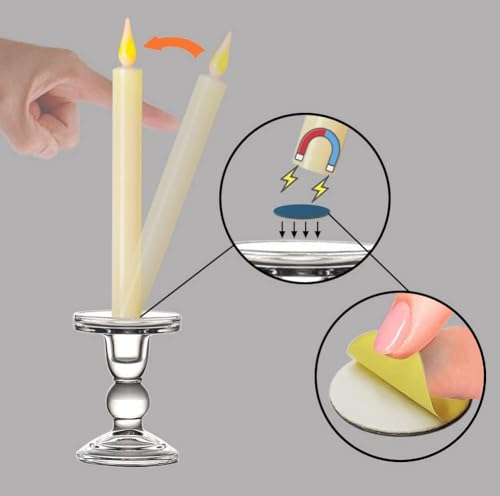 9-Pack Flameless Window Candles with Magnetic Bases & Suction Cups - Realistic Flicker