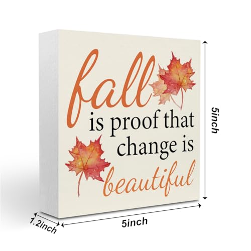 Fall Decor Sign - Rustic Wooden Square Wall Art for Home & Office