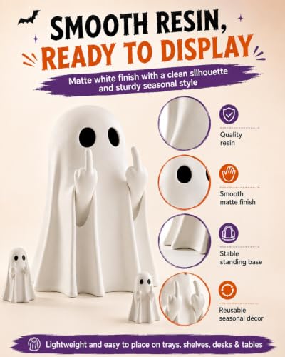 0.9in Mini Ghost Flipping Finger Figurines Set of 50 Halloween Decorations