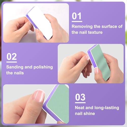 Nail Buffer and Shine Kit - 20 Pack with 1000/4000 Grit - Big Purple Variation