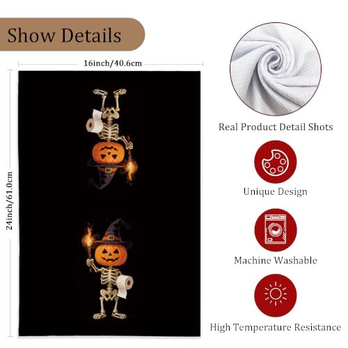 Halloween Pumpkin Skeleton Bathroom Hand Towel 16x24 in - Variation Pumpkin Ghost