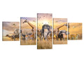 Animal Wildlife Conservation Canvas Wall Art - 5 Piece Framed Set - Variation Animal-9 32x60 Inch