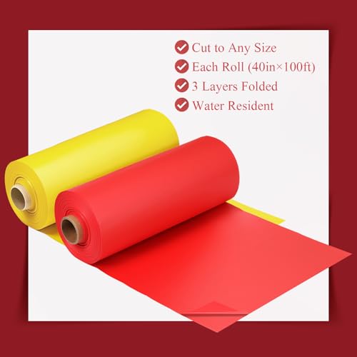 Carnival Circus Table Cover Backdrop - 2 Rolls Yellow & Red, Waterproof Disposable