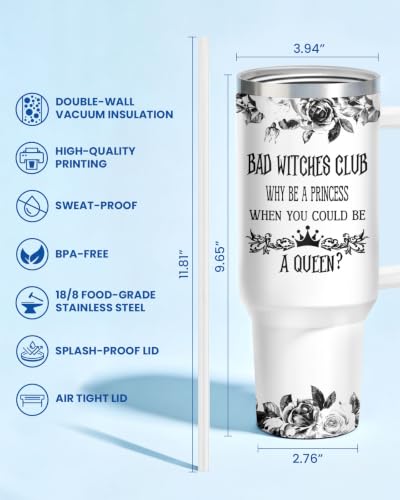 34HD Wiches Characters 40 oz Tumbler with Handle - Holiday Gift - Wichewhite