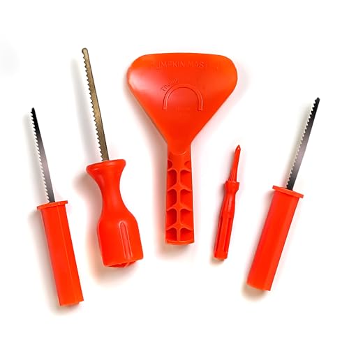15 Piece Pumpkin Carving Kit with Saws Scoop Pattern Book for Halloween - Includes 3 Saws, 1 Scoop, 1 Poker, 10 Patterns