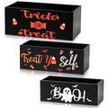 Halloween Wooden Candy Bowl Set - 3 Decorative Trick or Treat Snack Holders