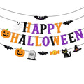 Halloween Banner Garland with Glitter Letters & Icons - Party Decorations