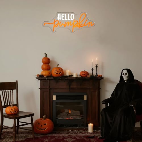 Hello Pumpkin Neon Light Sign Fall LED Wall Decor with Orange Glow - Variation of THIS listing
