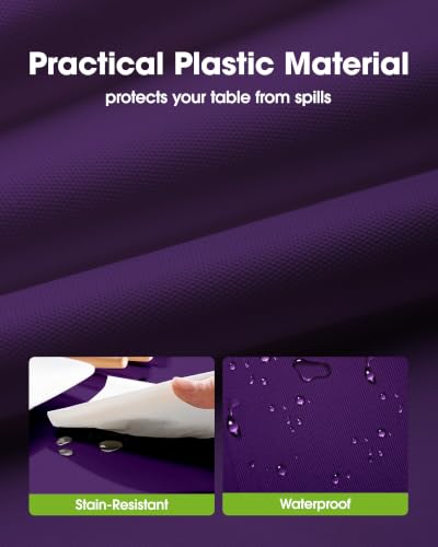 Purple Disposable Round Plastic Table Cloth 84 Inch for Parties & Events - 10 Pack