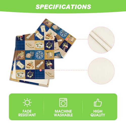 Blue Buffalo Plaid Stars Table Runner - Passover Kitchen Decor 13x72 Inch