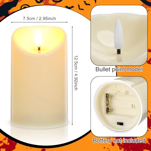 Halloween Candle Ring Set with Flameless Candles - Black Twig Bat Pumpkin Variation