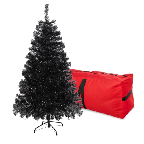 Black 4FT Artificial Christmas Tree with PVC Branches & Metal Stand - Halloween Decor