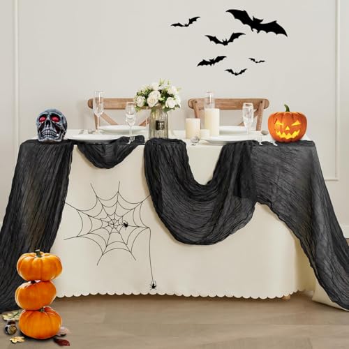 Black Halloween Cheesecloth Table Runner 35x120 Inches - 6 Pack