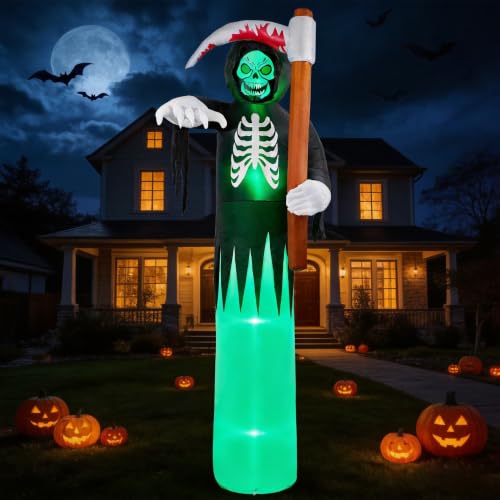 12FT Giant Halloween Inflatable Grim Reaper Yard Decor with LED Lights