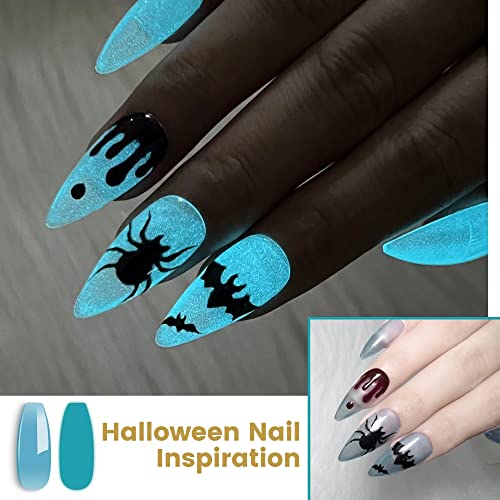 Glow in The Dark Nail Polish - Sheer Light Blue UV Gel Lacquer, 15ml, Variation YG01