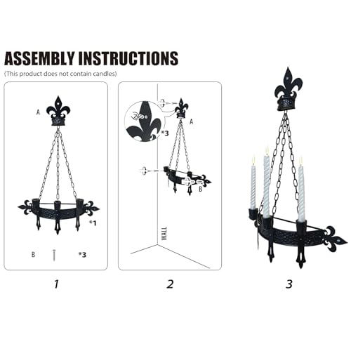 Black Gothic Candle Sconce Wall Decor with 3 Taper Candle Holders