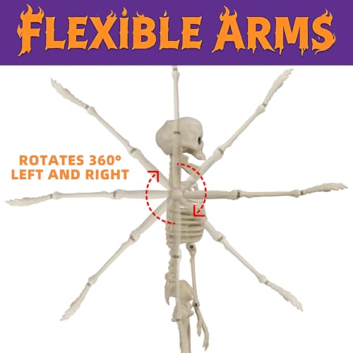 5 Pack Halloween Skeleton Decorations - Poseable Mini Skeletons for Spooky Party Decor