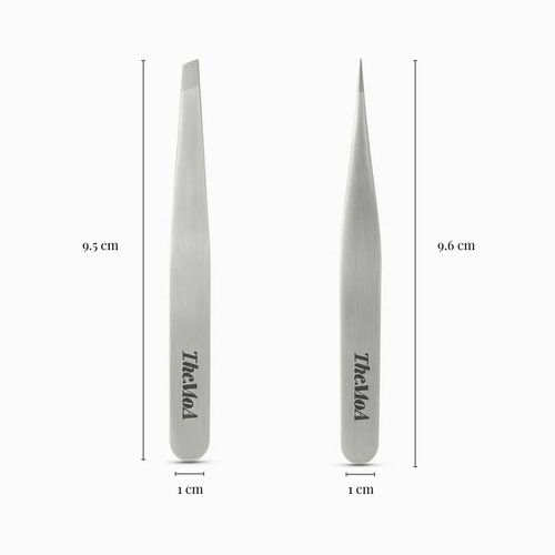 THEMOA Precision Tweezers Set – Stainless Steel Pointed & Slant Tip Tweezers for Eyebrow, Facial Hair, Ingrown Hair, Professional Beauty Tool with Case