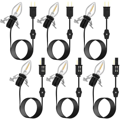 Enhon 6ft LED Light Bulb Accessory Cord with On/Off Switch - 6 Pack (Variation 6)