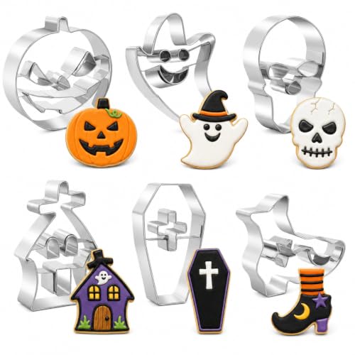 Halloween Cookie Cutter Set - 6 Pcs Stainless Steel Biscuit Cutters - Halloween