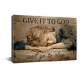 Give It To God And Go To Sleep Wall Art - Christian Bible Verse Poster 8x12 Inches with Frame - White Variation