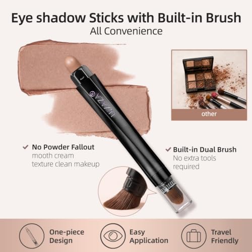 LUXAZA PRO 6PCS Neutral Shimmer Makeup Stick Set for Eyes & Face - Nude Brown