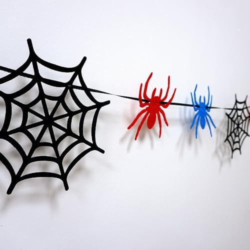 Halloween Spider Web Garland Banner - Felt Hanging Decorations for Home & Party