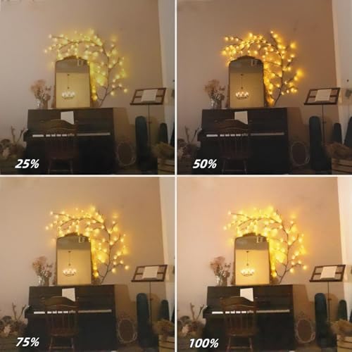 Brown Enchanted Willow Vine Room Decor: 7.5Ft Fairy Lights with Remote Control - 2 Pack