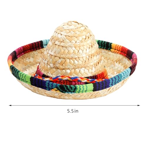Mini Mexican Straw Sombrero Party Hats - Set of 12 for Cinco de Mayo and Events